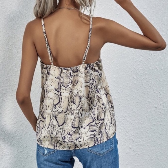 SOLD OUT CLEARANCE Lace Trim Snakeskin Printed Camisole Top - Picture 3 of 3